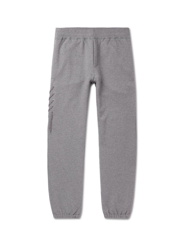 Photo: CRAIG GREEN - Tapered Lace-Detailed Cotton-Jersey Sweatpants - Gray