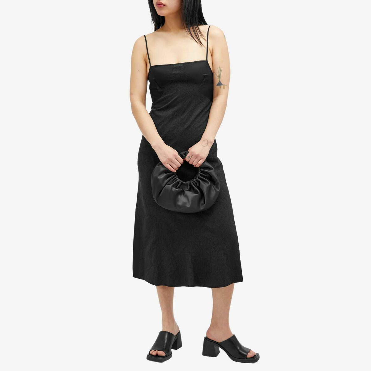 Jil Sander Women's Spaghetti Strap Midi Dress in Black Jil