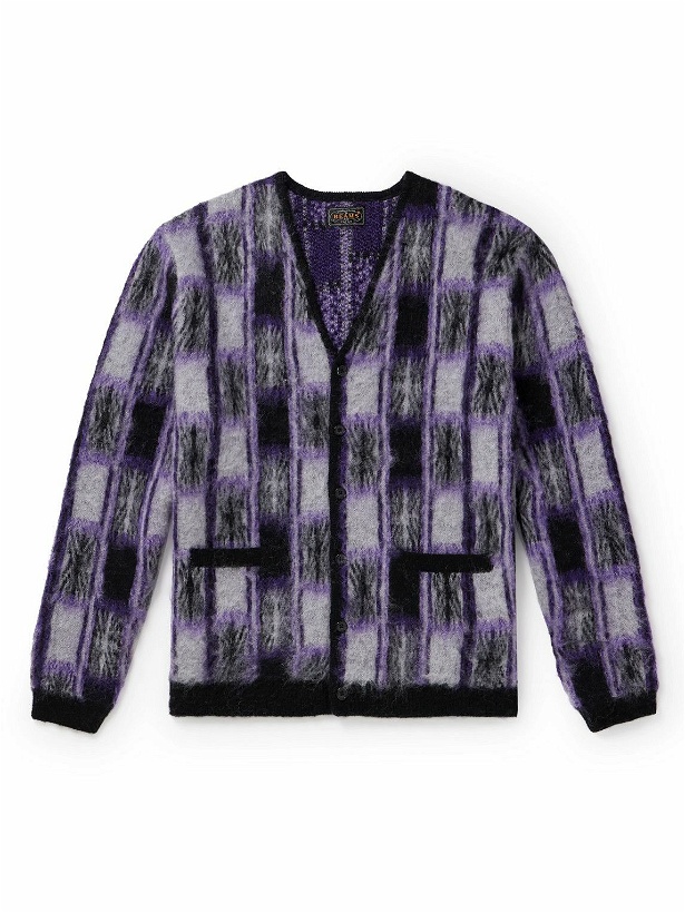 Photo: Beams Plus - Checked Jacquard-Knit Cardigan - Purple