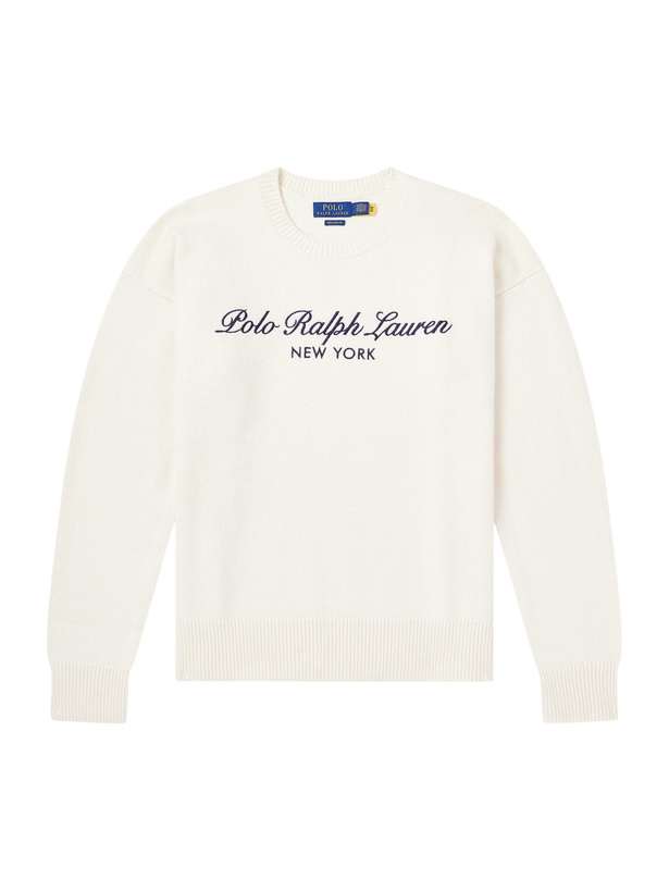 Photo: Polo Ralph Lauren - Logo-Embroidered Wool and Cotton-Blend Sweater - Neutrals
