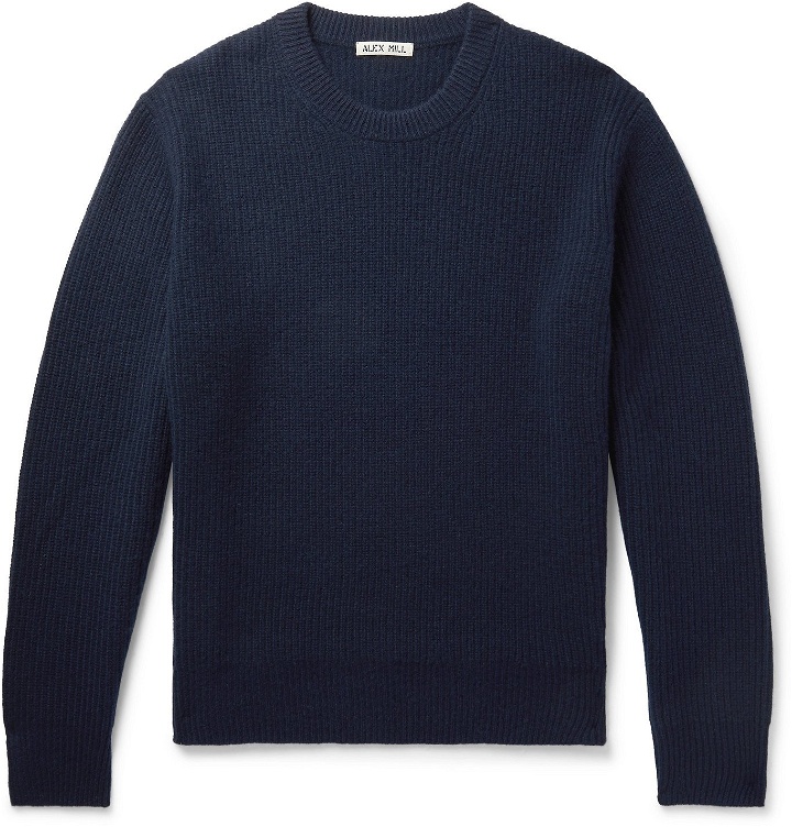 Photo: Alex Mill - Jordan Ribbed Washed-Cashmere Sweater - Blue