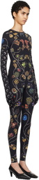 Marine Serre Black Floral Jewelry Printed Jersey Bodysuit