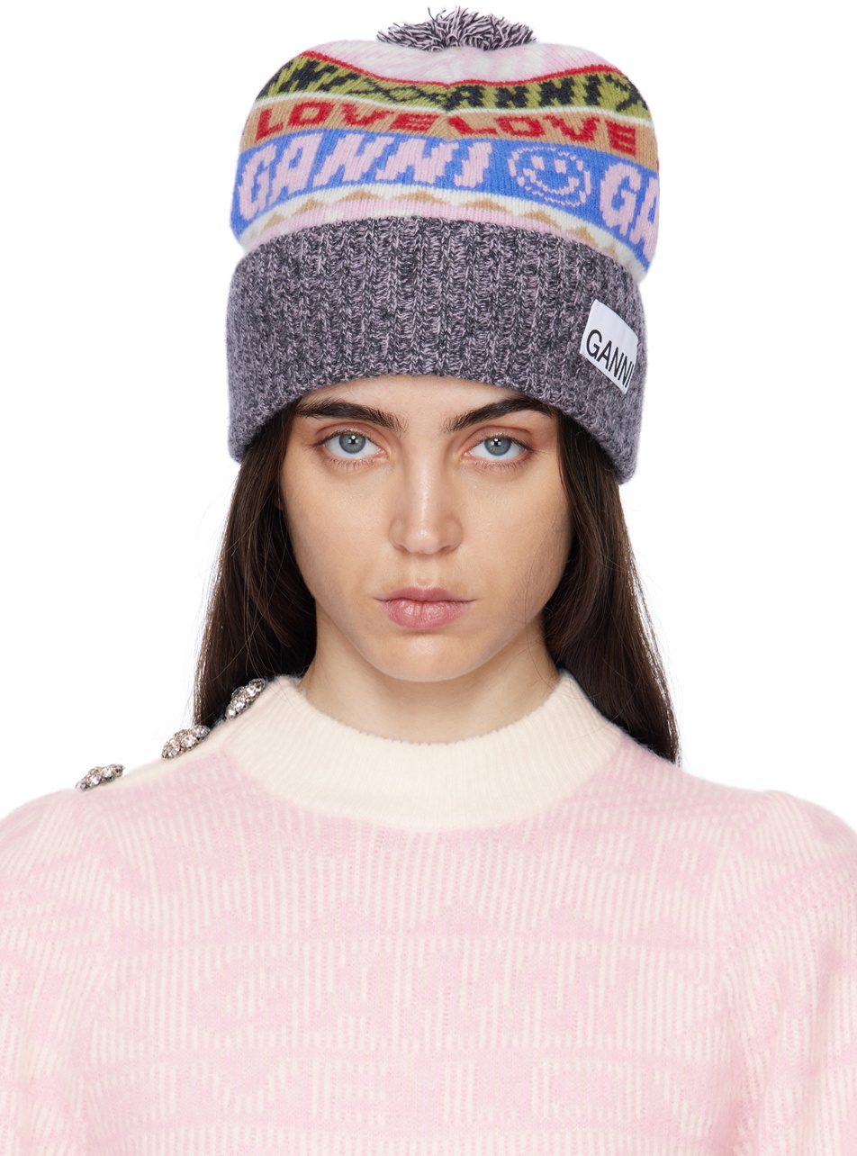 GANNI Multicolor Logo Beanie GANNI
