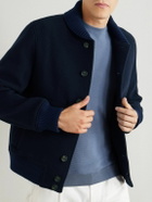 Eleventy - Slim-Fit Ribbed-Knit Trimmed Wool-Blend Bomber Jacket - Blue
