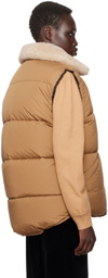 A.P.C. Tan & Black Teddy Reversible Puffer Vest