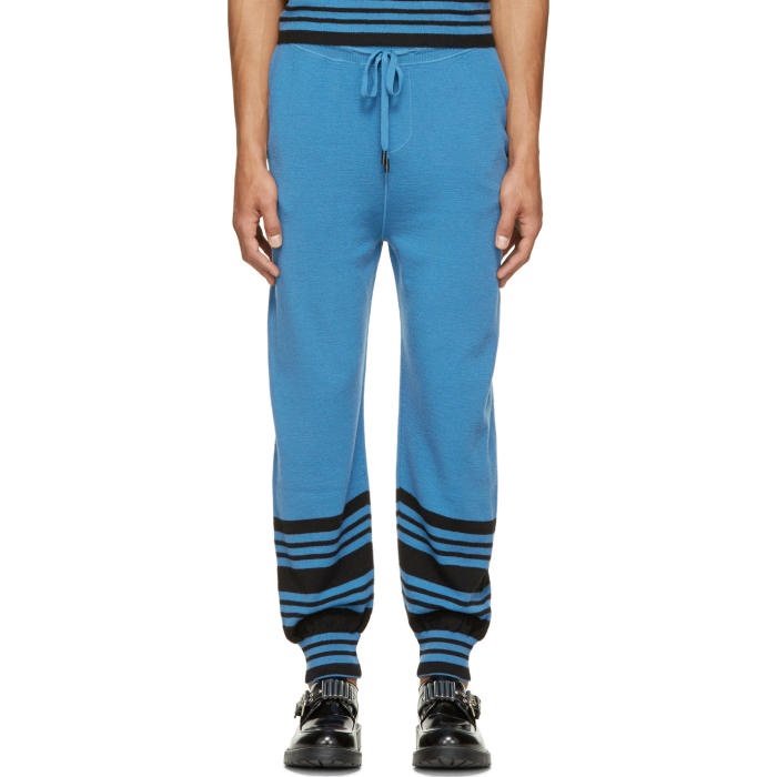 Photo: JW Anderson Blue Merino Wool Striped Show Tracksuit Pants