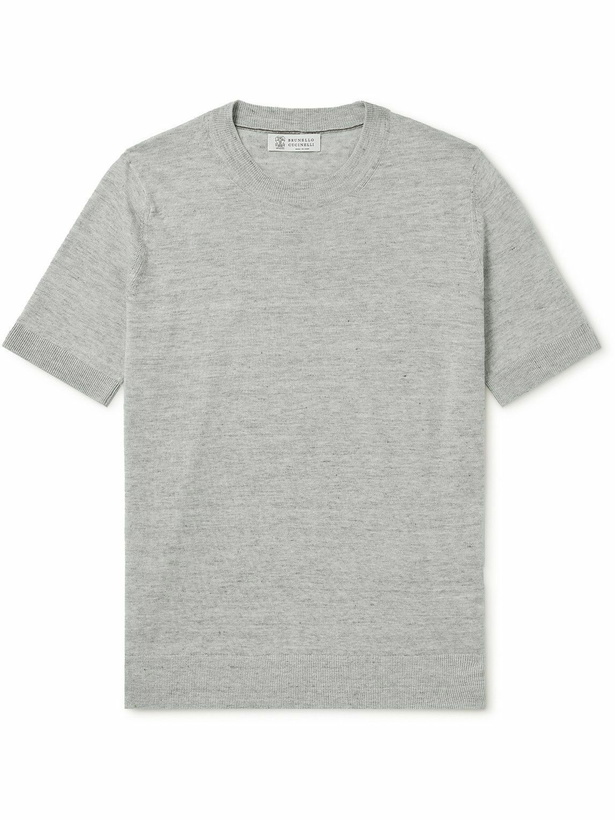 Photo: Brunello Cucinelli - Linen and Cotton-Blend T-Shirt - Gray