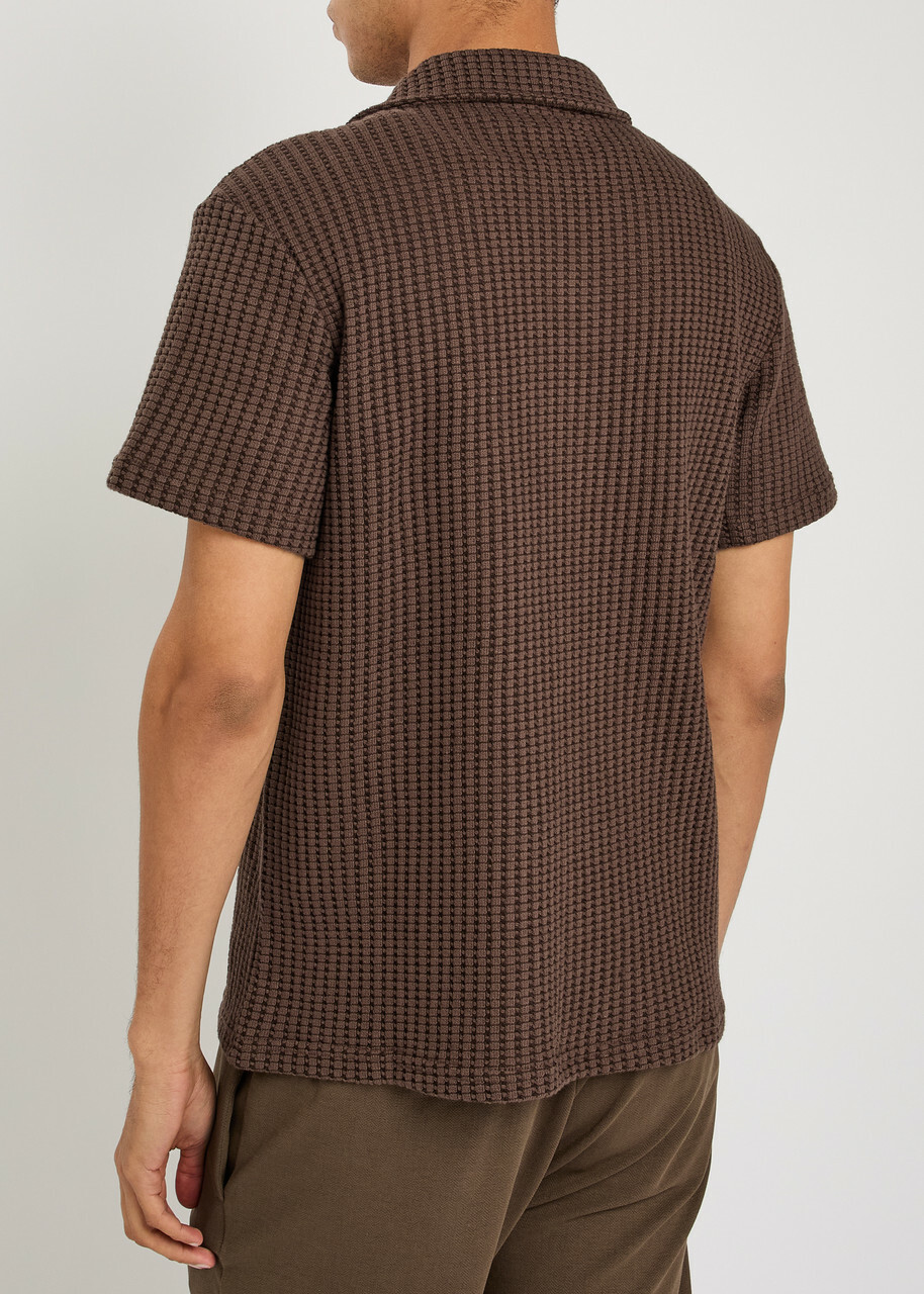 Raith Marcos Waffle-knit Cotton-blend Shirt Brown