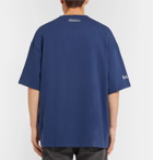 Lanvin - Oversized Flocked and Printed Cotton-Jersey T-Shirt - Blue