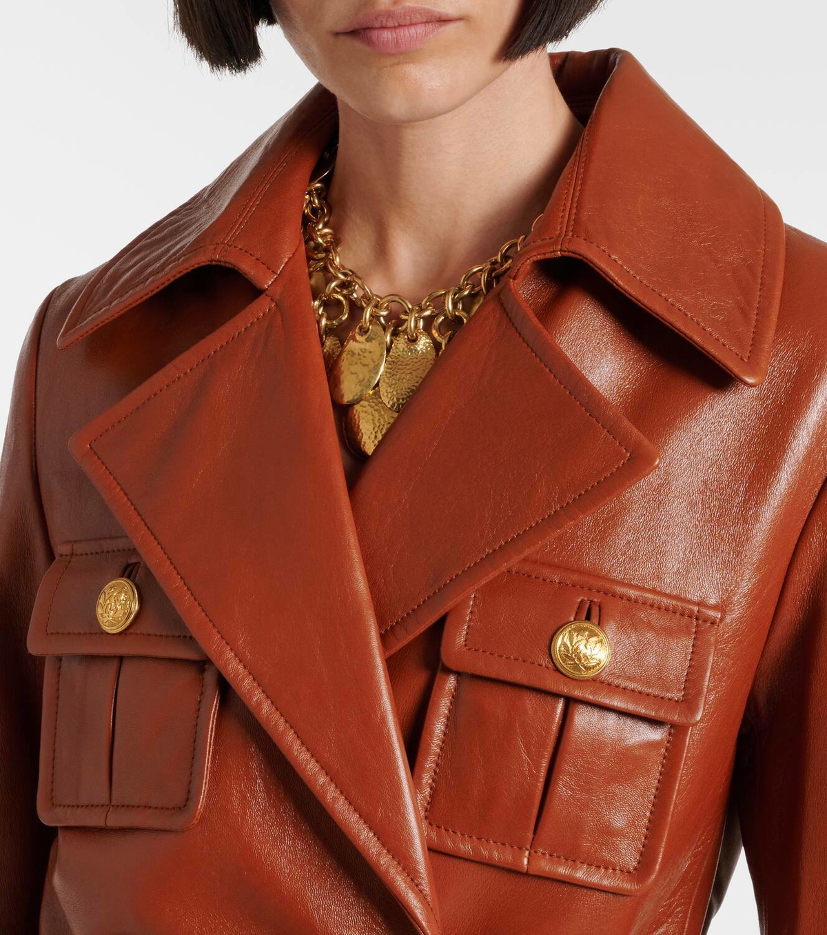 Chloé Double-breasted belted leather coat Chloe