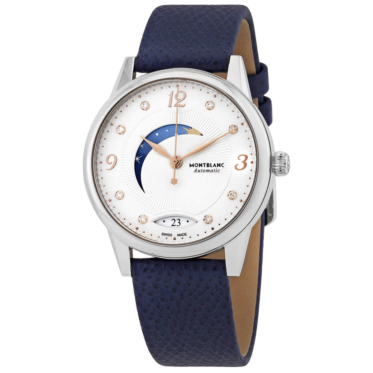 Montblanc Boheme Automatic Moon Phase Diamond White Dial Ladies Watch 119935