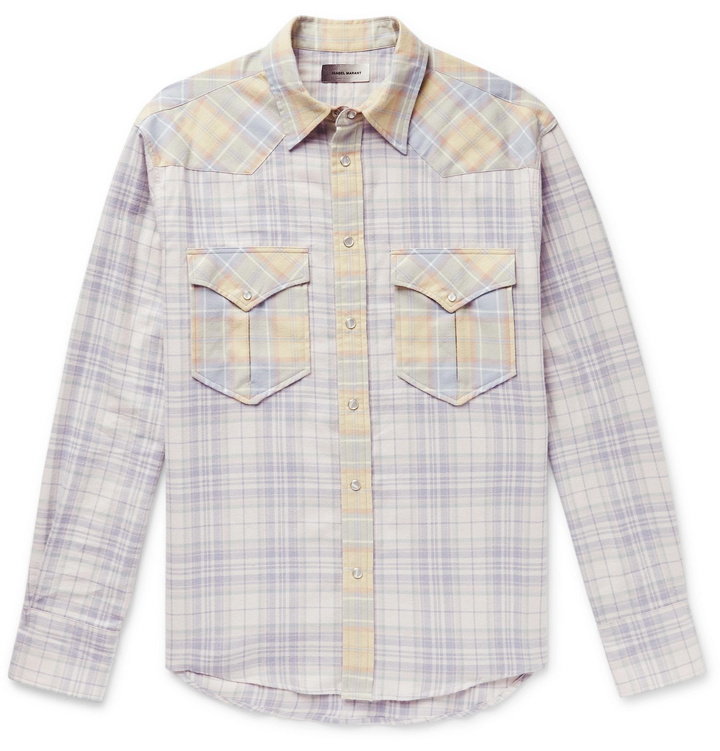 Photo: Isabel Marant - Yilly Checked Cotton-Flannel Shirt - Purple