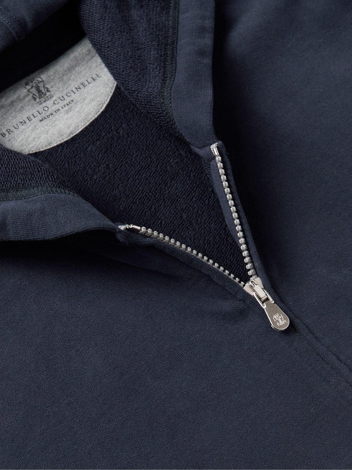 Brunello Cucinelli - Loopback Cotton-Jersey Zip-Up Hoodie - Blue