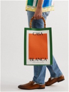Casablanca - Bamboo and Leather-Trimmed Logo-Print Cotton-Canvas Tote Bag