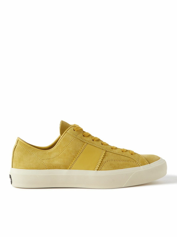 Photo: TOM FORD - Cambridge Leather-Trimmed Suede Sneakers - Yellow