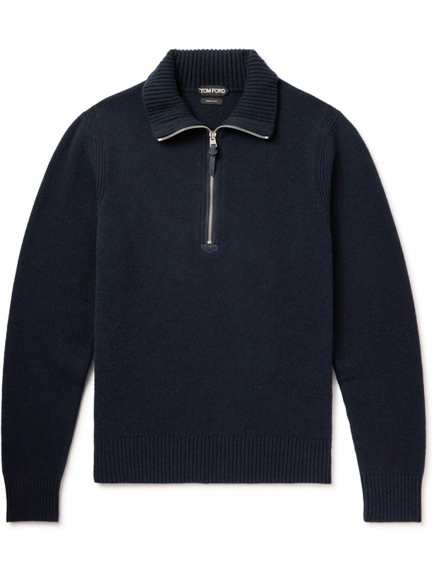 Photo: TOM FORD - Wool-Blend Half-Zip Sweater - Blue