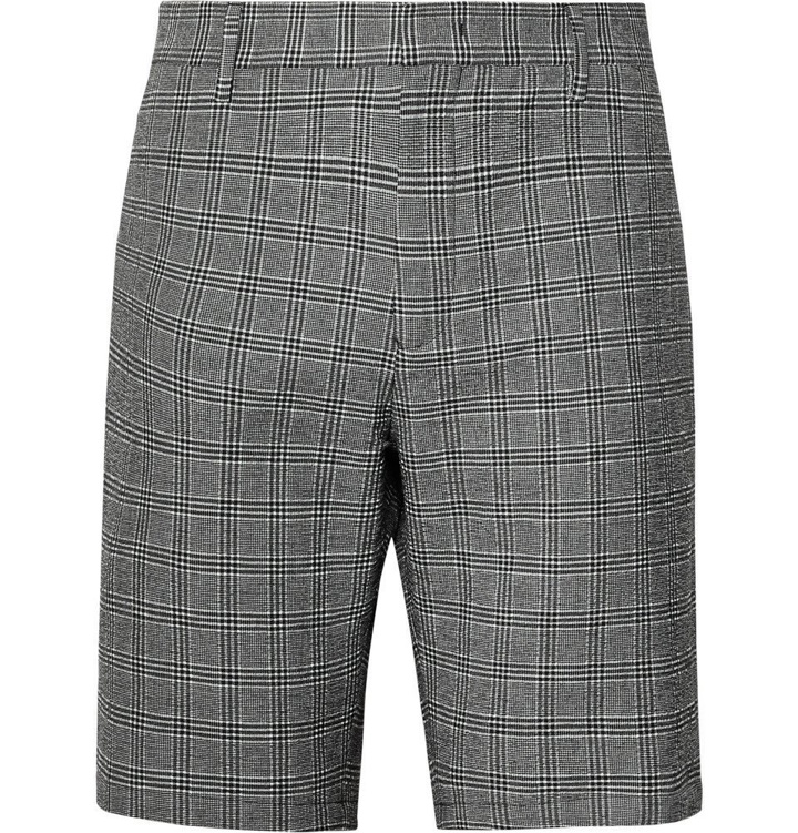Photo: Paul Smith - Prince of Wales Checked Stretch-Cotton Seersucker Shorts - Black