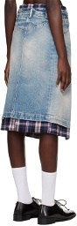 Martine Rose Blue Wrap Denim Midi Skirt