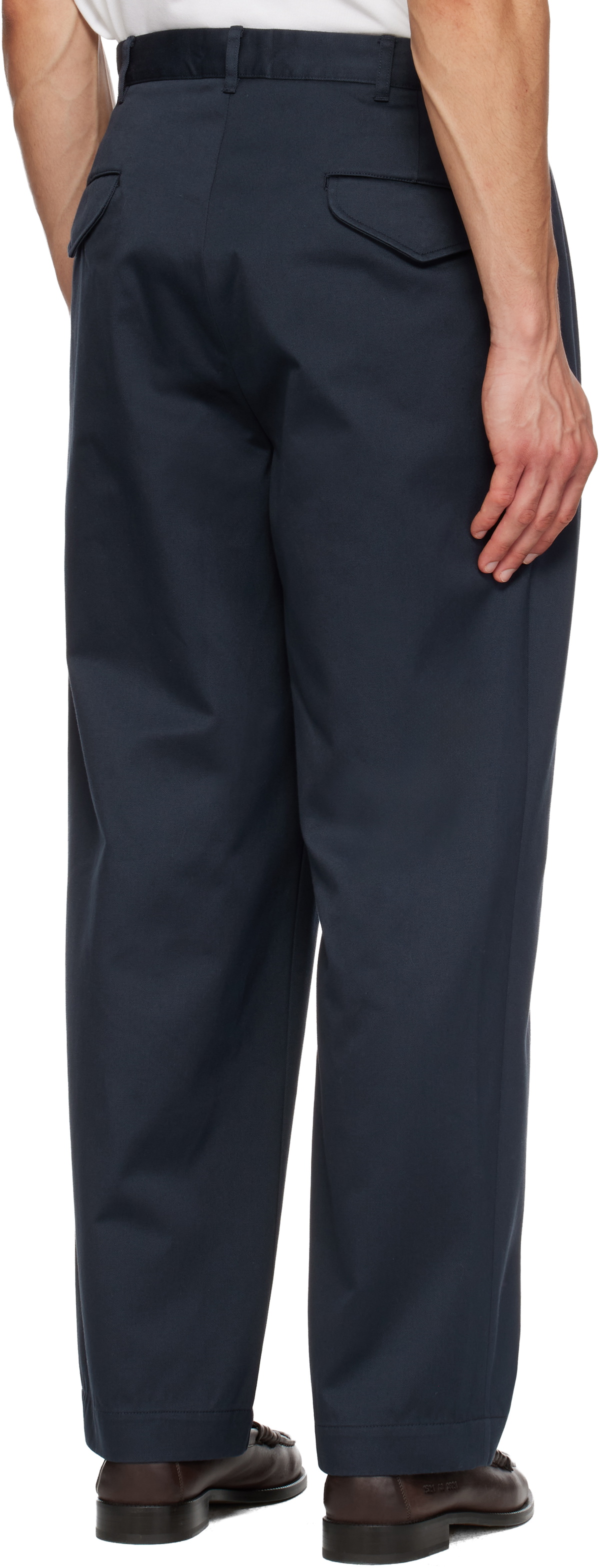 nanamica Navy Double Pleated Chino Trousers