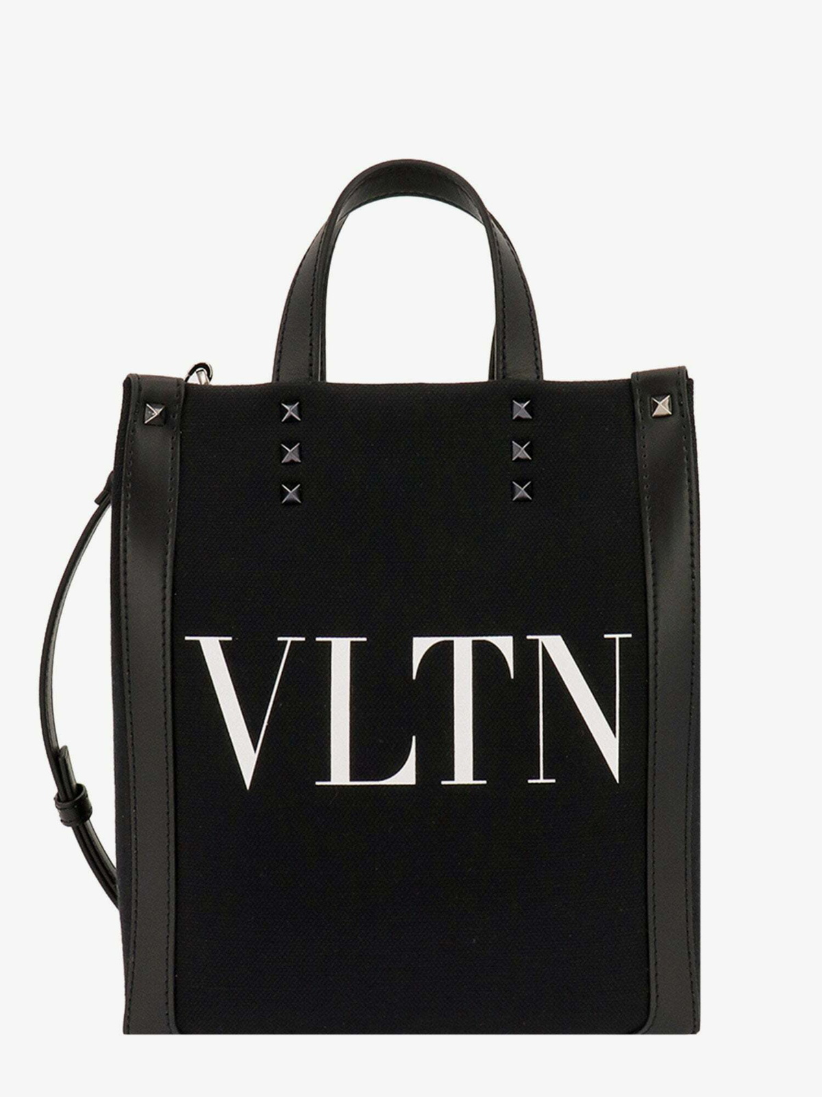 Vltn Leather Tote Bag for Man in Black/white