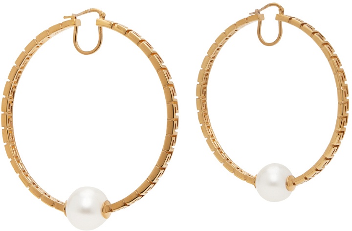 Photo: Versace Gold & White Greca Earrings
