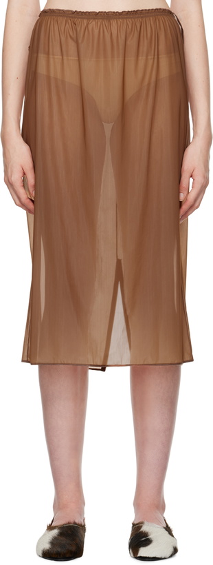 Photo: Carven Brown Sheer Midi Skirt
