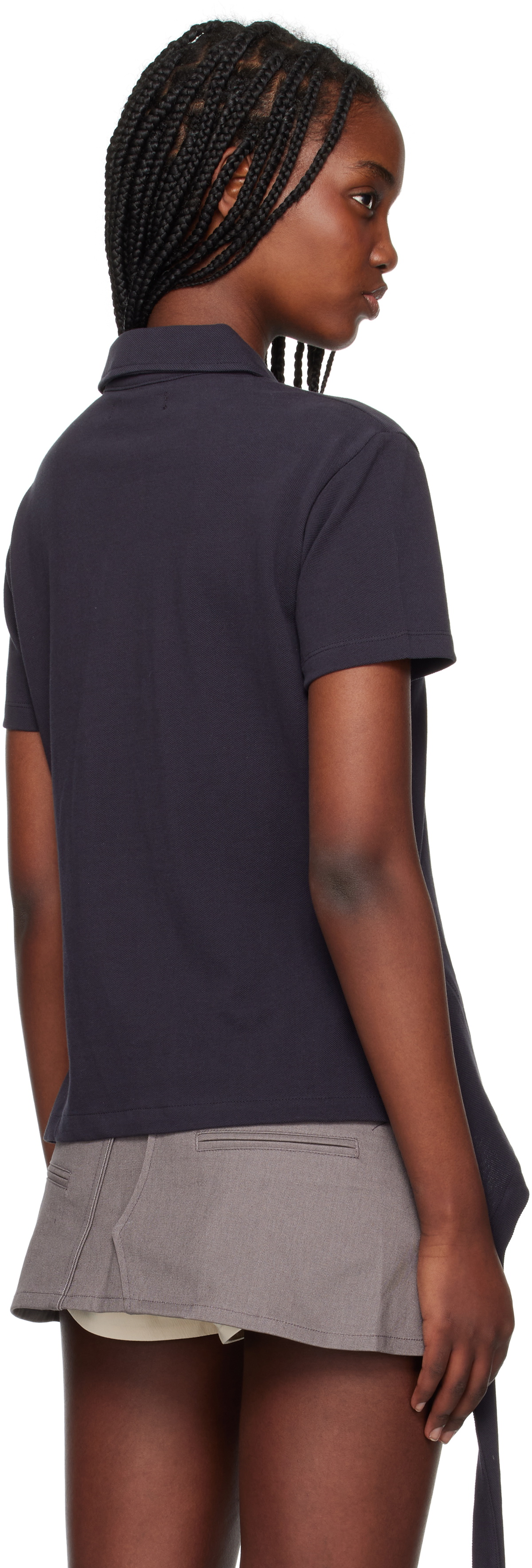 トップス OPEN YY TRIM POLO T-SHIRT, GRAY OPEN YY Gray Trim Polo OPEN YY