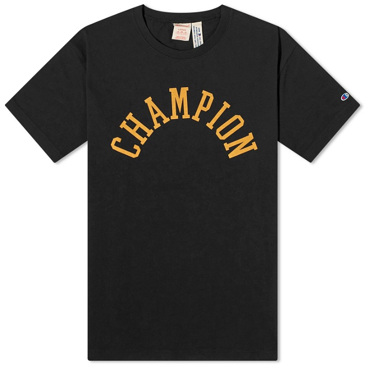 Photo: Champion Reverse Weave Men's College Logo T-Shirt in Black
