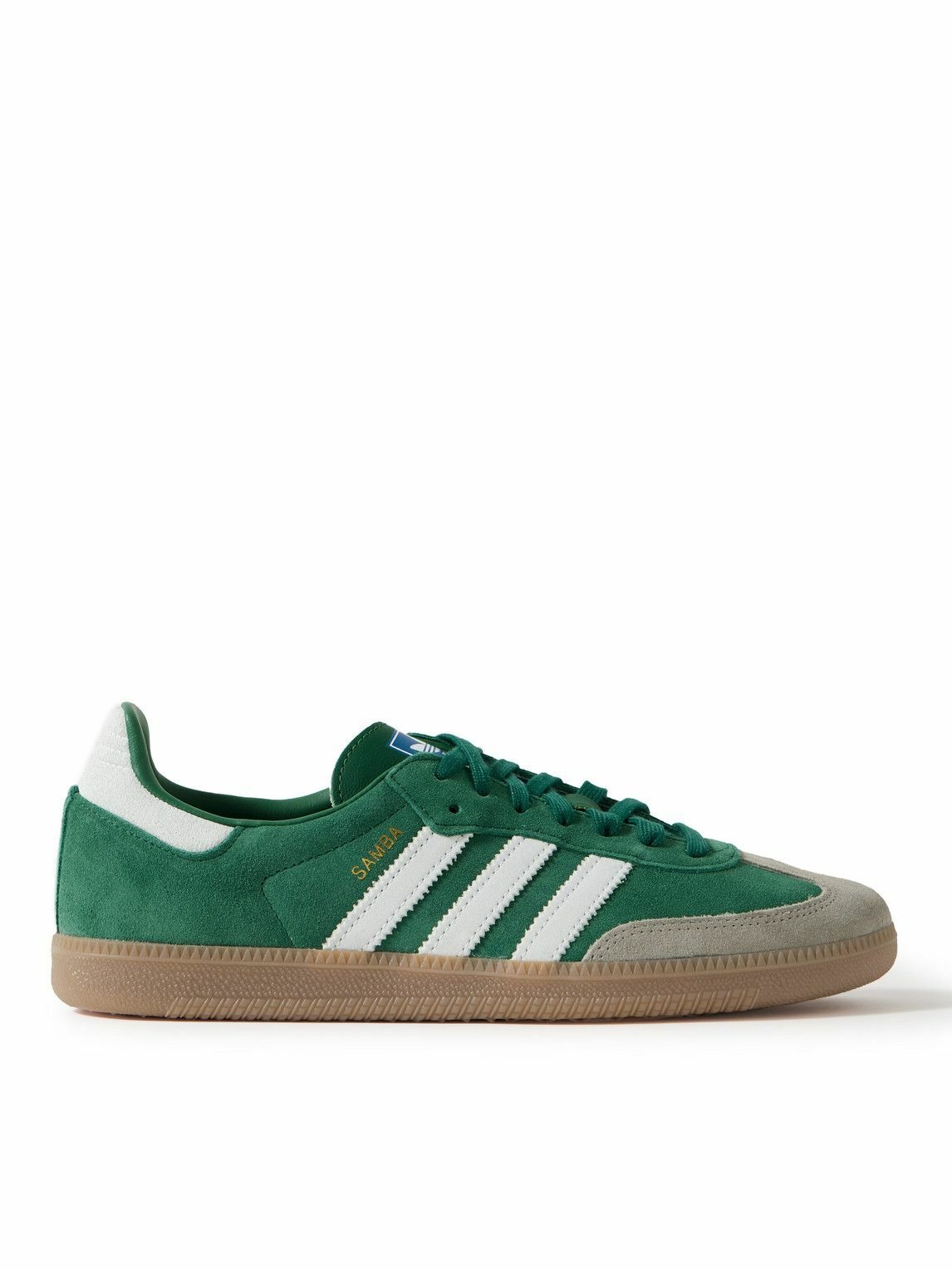 adidas Originals - Samba OG Leather-Trimmed Suede Sneakers - Green ...
