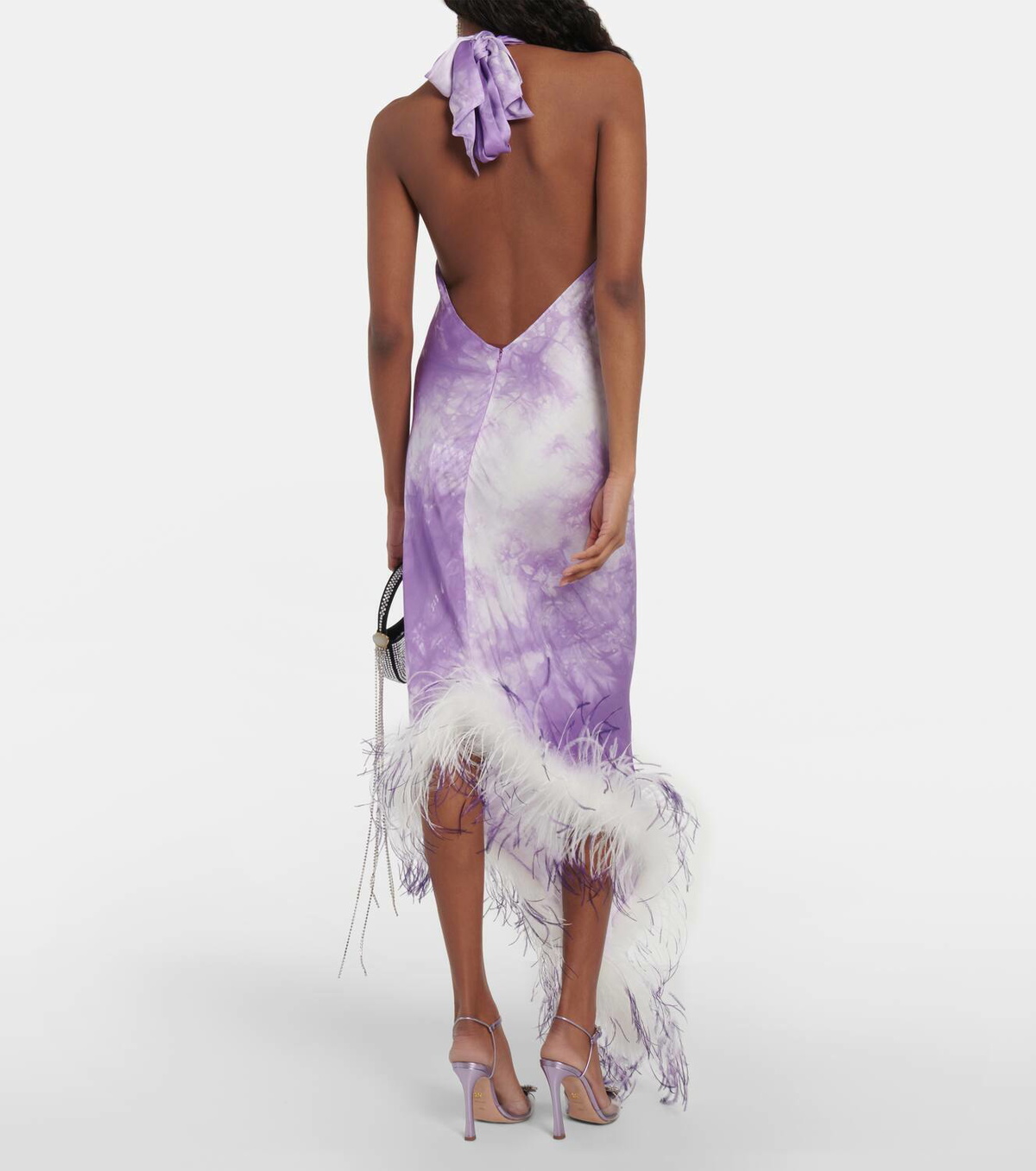 Giuseppe di Morabito Feather-trimmed tie-dye maxi dress