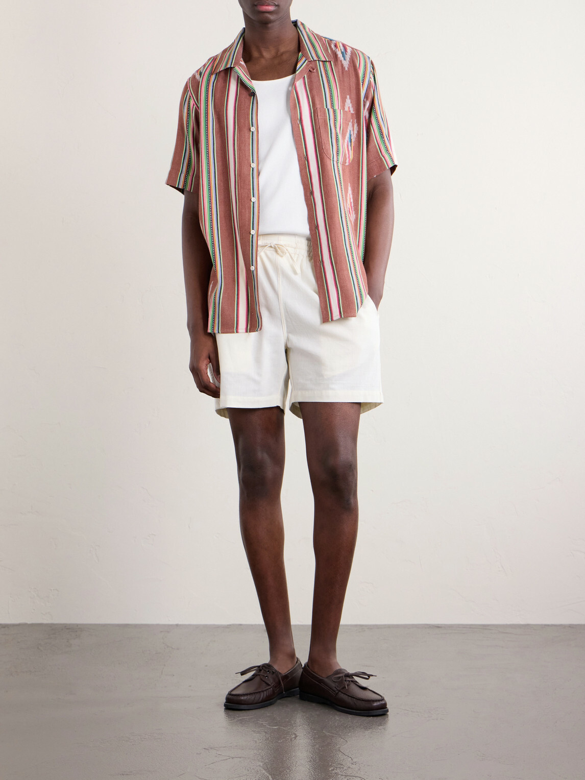 Kardo - Olbia Straight-Leg Cotton Drawstring Shorts - Neutrals