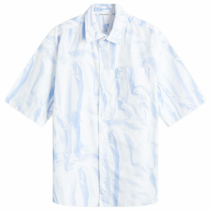 Photo: Wood Wood Men's Aaron Short Sleeve Shirt in Creased Print Aop