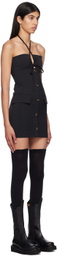 J KOO Black Buttoned Minidress