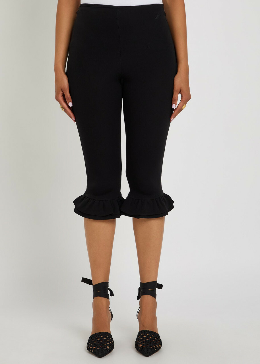 Jacquemus Le Bermuda Playa Ruffled Jersey Capri Trousers Black