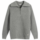 Armor-Lux Men's Half Zip Rib Knit Jumper in Slate