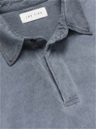 Les Tien - Distressed Cotton-Jersey Polo Shirt - Blue