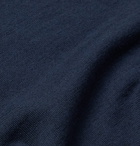 Canali - Slim-Fit Suede-Trimmed Wool Half-Zip Sweater - Blue