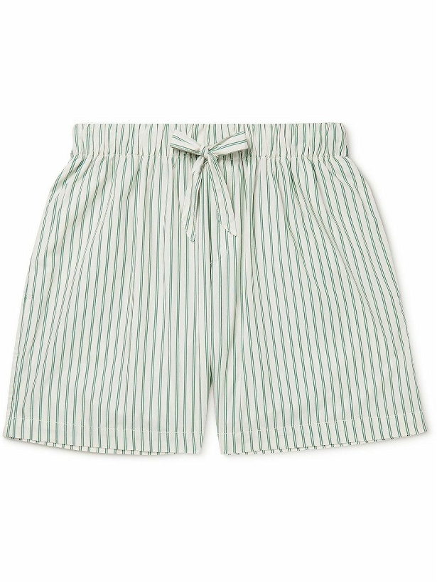 Photo: TEKLA - Striped Organic Cotton-Poplin Pyjama Shorts - Green