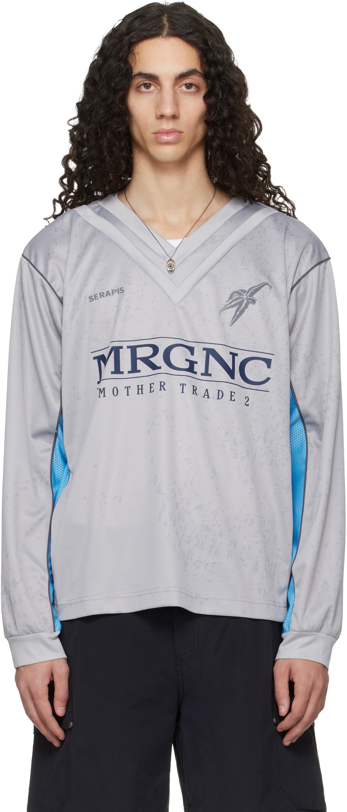 Serapis Gray Double V Football Jersey