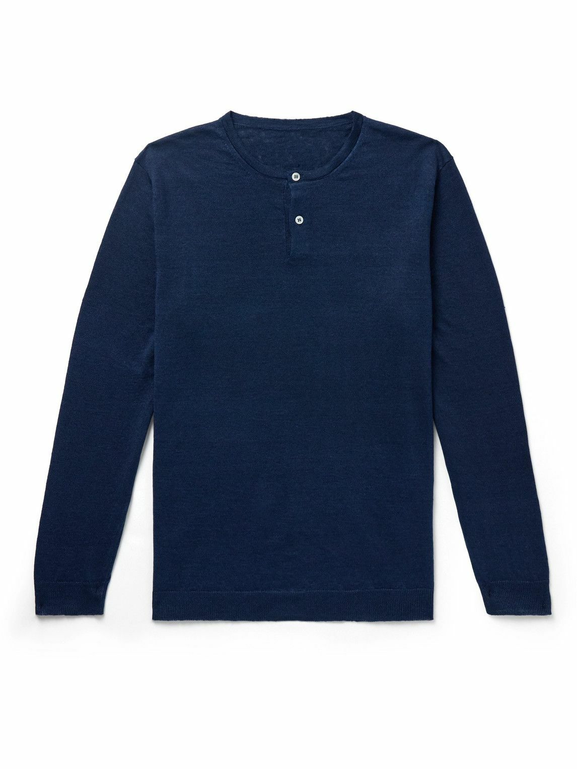 Anderson & Sheppard - Linen Henley T-Shirt - Blue