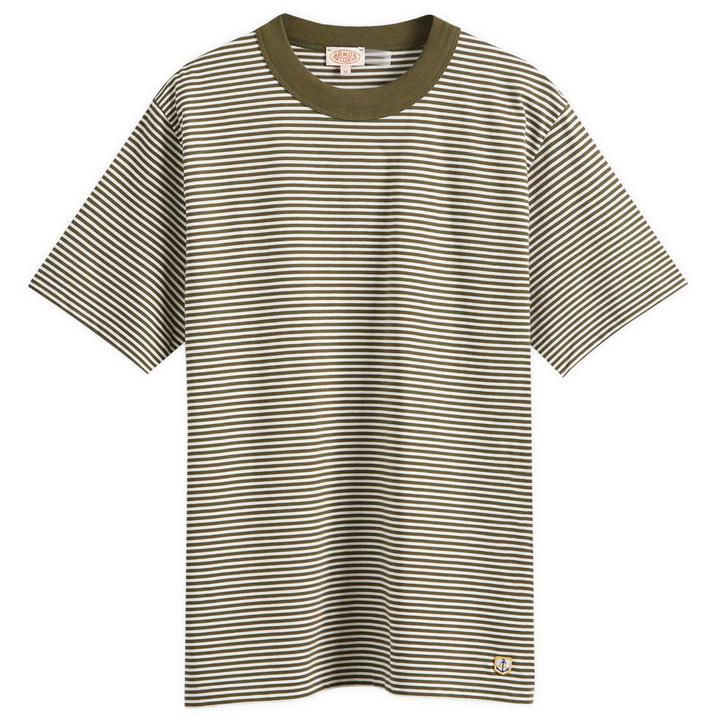 Photo: Armor-Lux Men's Fine Stripe T-Shirt in Army/Milk