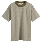 Armor-Lux Men's Fine Stripe T-Shirt in Army/Milk