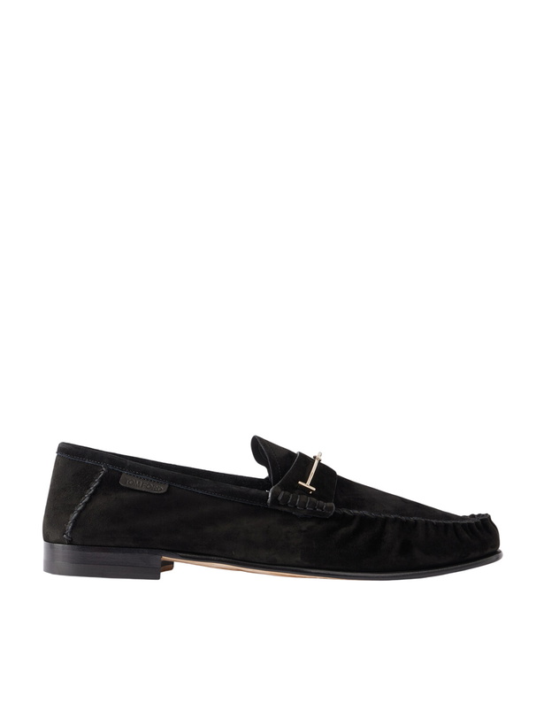 Photo: TOM FORD - Ripley Embellished Suede Loafers - Black