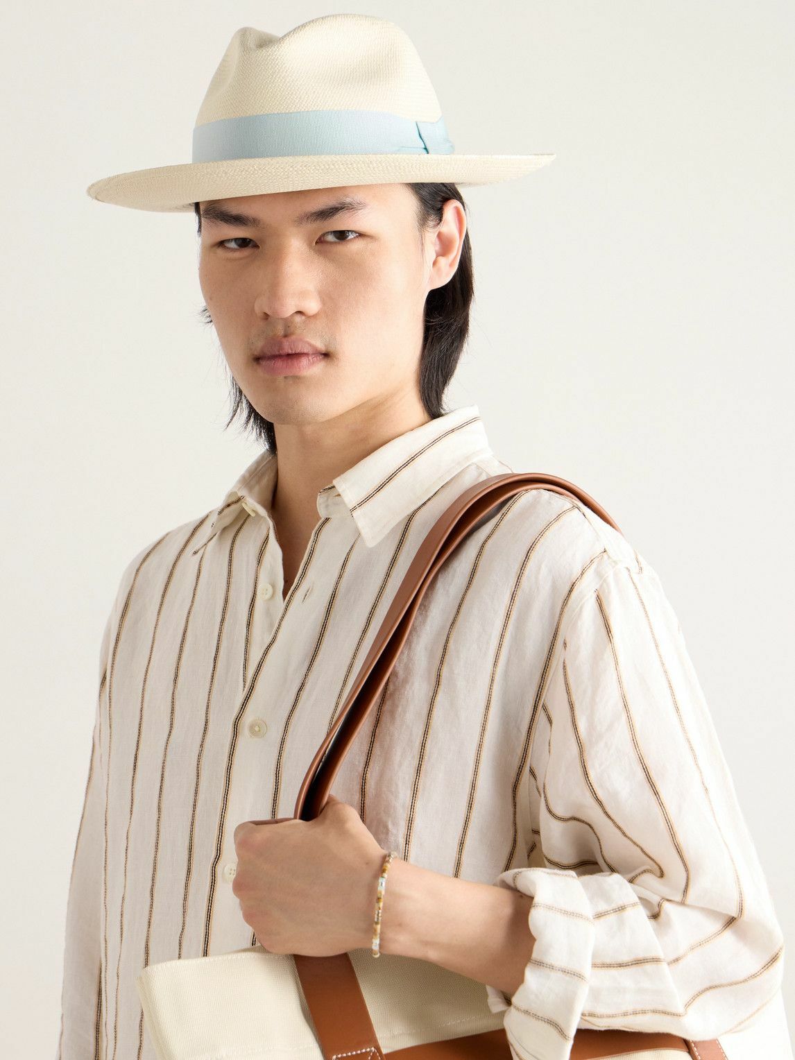 Frescobol Carioca - Rafael Grosgrain-Trimmed Straw Panama Hat - Neutrals