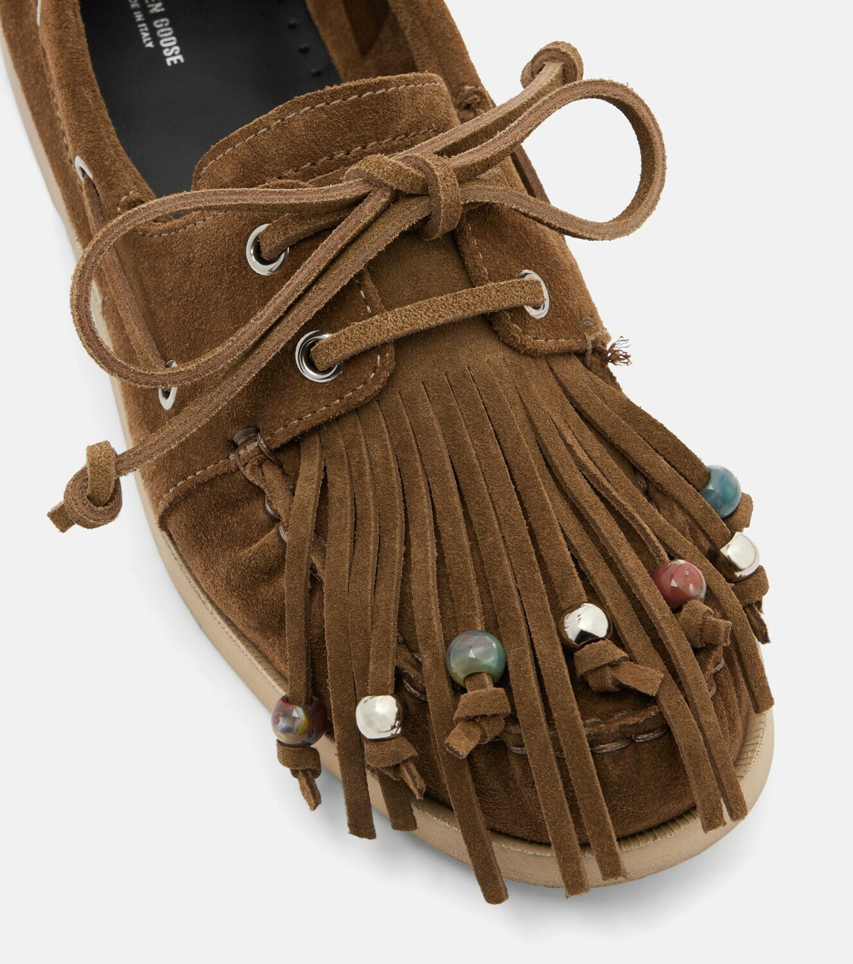 Golden Goose Embellished suede boat shoes