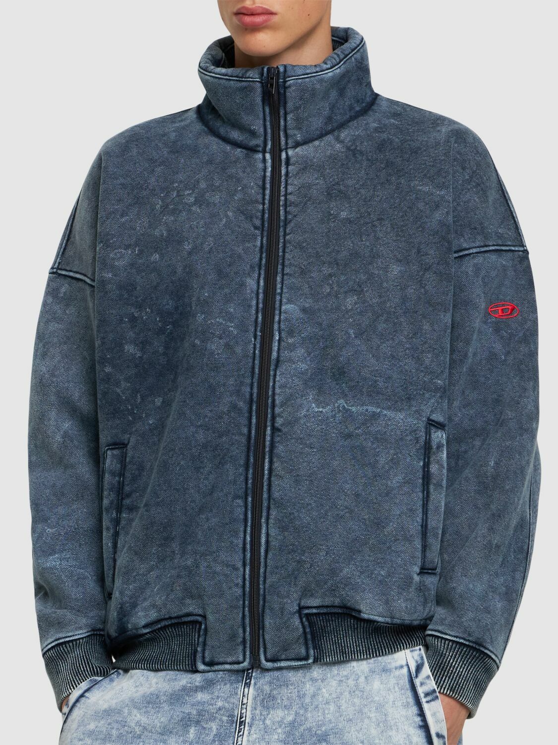 【冬物セール】DIESEL S-Batel ジャケット XL S-BATEL Jacket in teddy-bonded jersey｜ブルー｜メンズ｜DIESEL