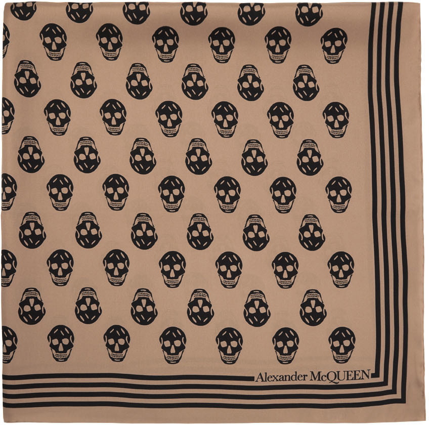 Alexander McQueen Brown & Black Silk Skull Scarf