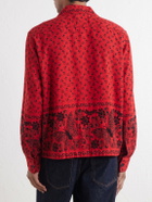 BODE - Camp-Collar Embellished Printed Cotton-Poplin Shirt - Red