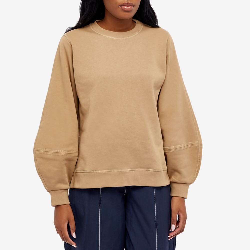 GANNI Women's Software Logo Puff Sleeve Sweat in Petrified Oak GANNI