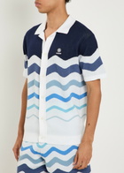 Sandbanks Gradient Pattern Knit Cotton Shirt Blue